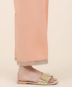 Online Sapphire Embroidered Cotton Straight Pants Peach