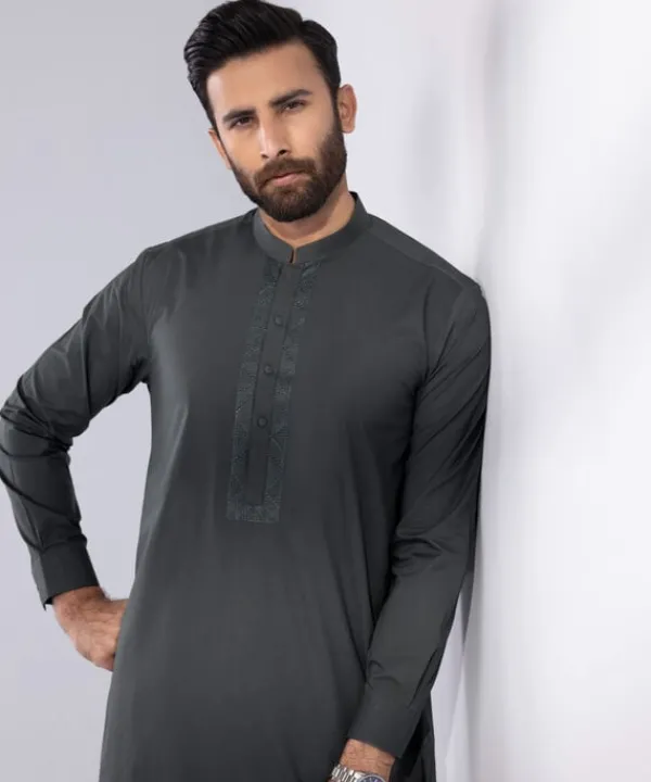 Discount Sapphire Embroidered Cotton Suit - Regular Fit