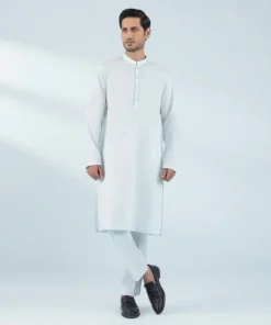 Fashion Sapphire Embroidered Cotton Suit - Regular Fit Ice Blue