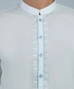 Fashion Sapphire Embroidered Cotton Suit - Regular Fit Ice Blue