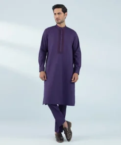 Best Sapphire Embroidered Cotton Suit - Regular Fit Purple