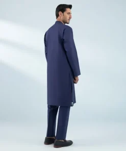New Sapphire Embroidered Cotton Suit - Slim Fit Indigo