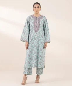 Hot Sapphire Embroidered Cotton Viscose Shirt Blue