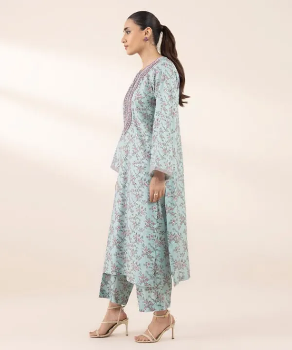 Hot Sapphire Embroidered Cotton Viscose Shirt Blue