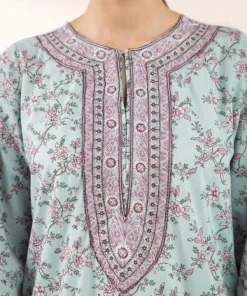 Hot Sapphire Embroidered Cotton Viscose Shirt Blue