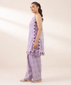 Fashion Sapphire Embroidered Cotton Viscose Shirt Purple