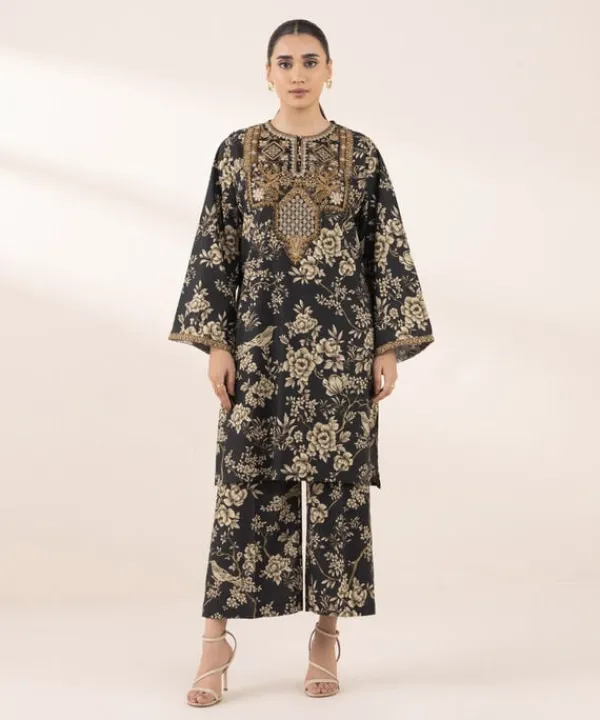 Hot Sapphire Embroidered Cotton Viscose Shirt Black