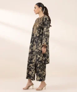 Hot Sapphire Embroidered Cotton Viscose Shirt Black