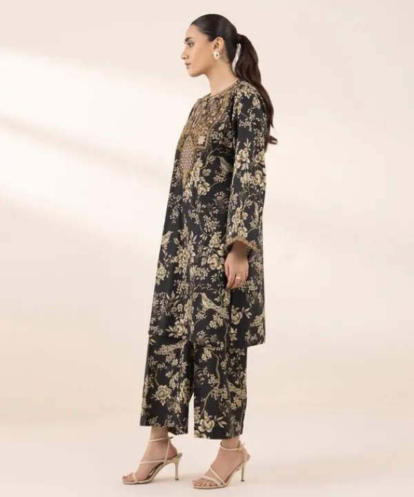 Hot Sapphire Embroidered Cotton Viscose Shirt Black