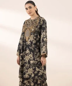 Hot Sapphire Embroidered Cotton Viscose Shirt Black