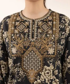 Hot Sapphire Embroidered Cotton Viscose Shirt Black