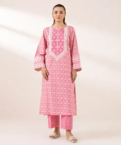 Hot Sapphire Embroidered Cotton Viscose Shirt Pink