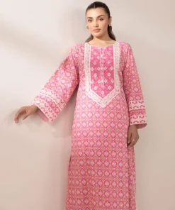 Hot Sapphire Embroidered Cotton Viscose Shirt Pink