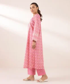 Hot Sapphire Embroidered Cotton Viscose Shirt Pink