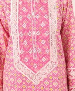 Hot Sapphire Embroidered Cotton Viscose Shirt Pink