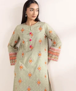 New Sapphire Embroidered Cotton Viscose Shirt Green