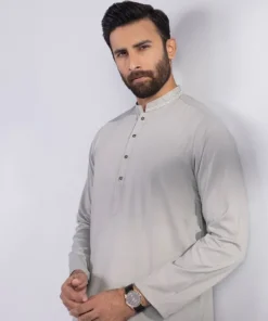 Clearance Sapphire Embroidered Dobby Kurta - Slim Fit