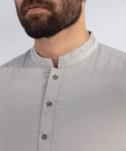 Clearance Sapphire Embroidered Dobby Kurta - Slim Fit