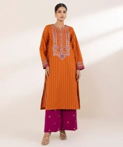 Online Sapphire Embroidered Dobby Shirt Orange