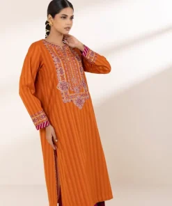 Online Sapphire Embroidered Dobby Shirt Orange