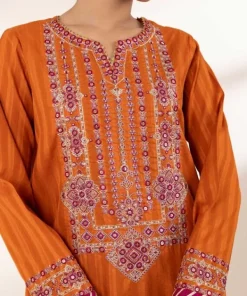 Online Sapphire Embroidered Dobby Shirt Orange