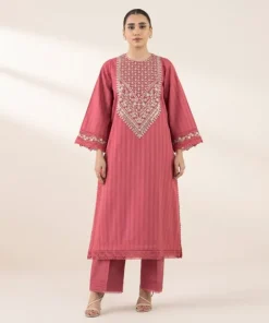 Hot Sapphire Embroidered Dobby Shirt Pink