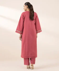 Hot Sapphire Embroidered Dobby Shirt Pink