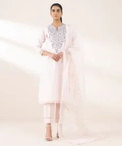 Hot Sapphire Embroidered Dobby Shirt Pink