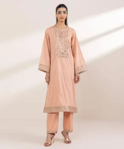 New Sapphire Embroidered Dobby Shirt Peach