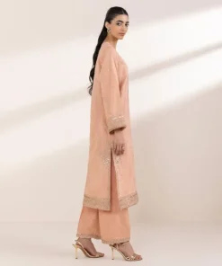 New Sapphire Embroidered Dobby Shirt Peach