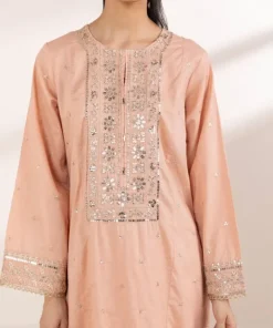 New Sapphire Embroidered Dobby Shirt Peach