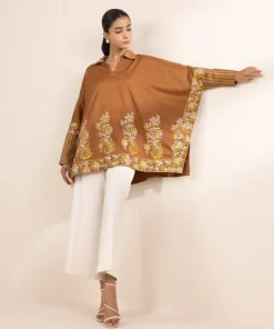 Hot Sapphire Embroidered Dobby Shirt Brown