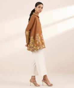 Hot Sapphire Embroidered Dobby Shirt Brown