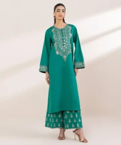 Online Sapphire Embroidered Dobby Shirt Green