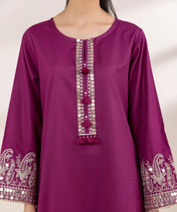New Sapphire Embroidered Dobby Shirt Magenta