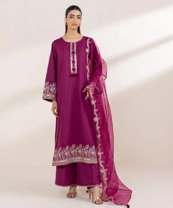 New Sapphire Embroidered Dobby Shirt Magenta