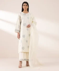 Hot Sapphire Embroidered Dobby Shirt Beige