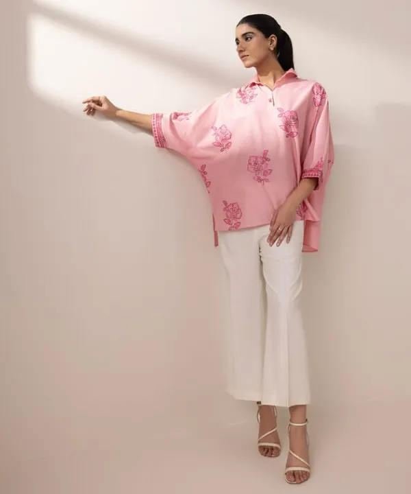 Sale Sapphire Embroidered Dobby Shirt Pink