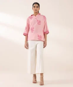 Sale Sapphire Embroidered Dobby Shirt Pink