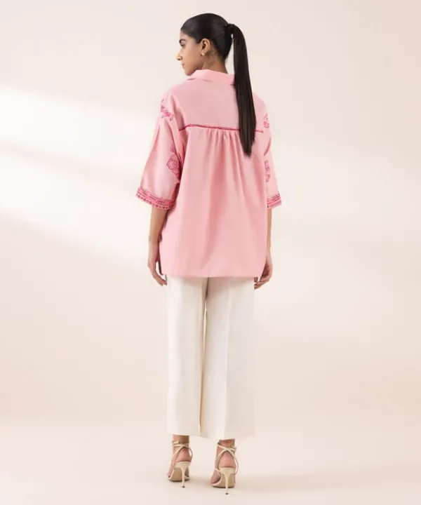 Sale Sapphire Embroidered Dobby Shirt Pink