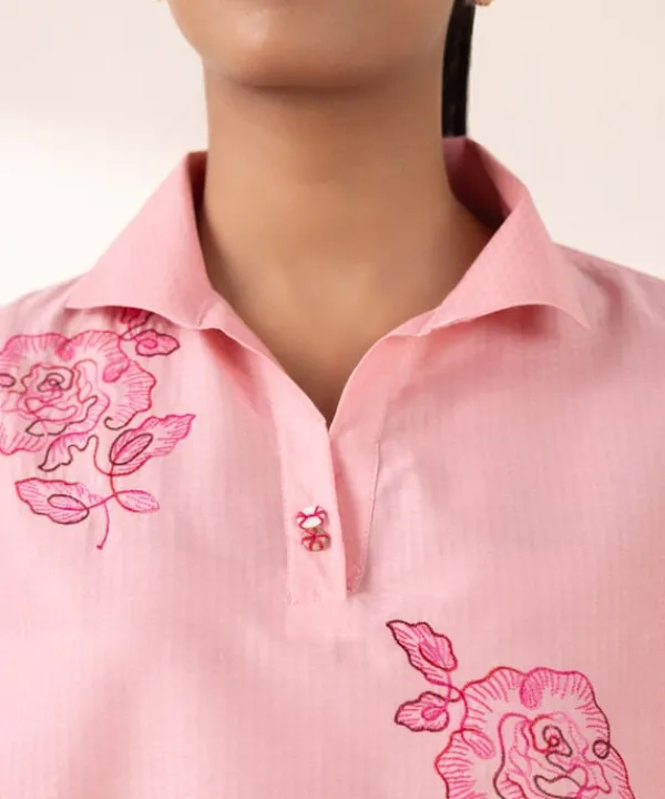 Sale Sapphire Embroidered Dobby Shirt Pink