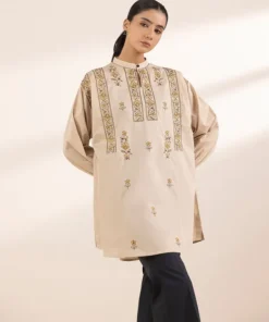 Outlet Sapphire Embroidered Dobby Shirt Beige