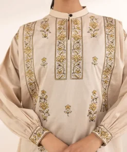 Outlet Sapphire Embroidered Dobby Shirt Beige