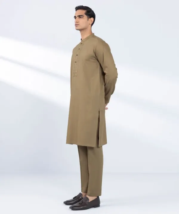 Clearance Sapphire Embroidered Dobby Suit - Regular Fit Brown