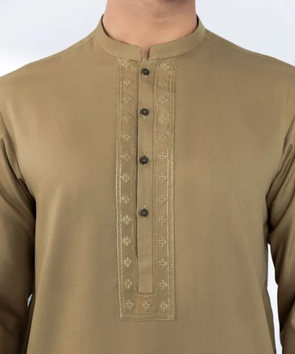 Clearance Sapphire Embroidered Dobby Suit - Regular Fit Brown