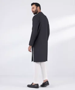 Hot Sapphire Embroidered Jacquard Kurta - Slim Fit