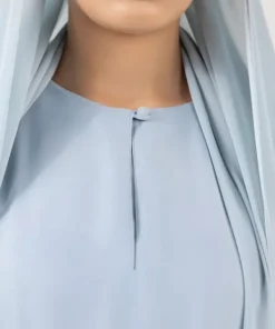 New Sapphire Embroidered Kaftan Abaya Set Sky Blue