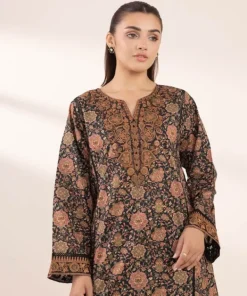 Hot Sapphire Embroidered Lawn Shirt Black