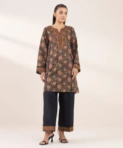 Hot Sapphire Embroidered Lawn Shirt Black