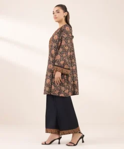 Hot Sapphire Embroidered Lawn Shirt Black